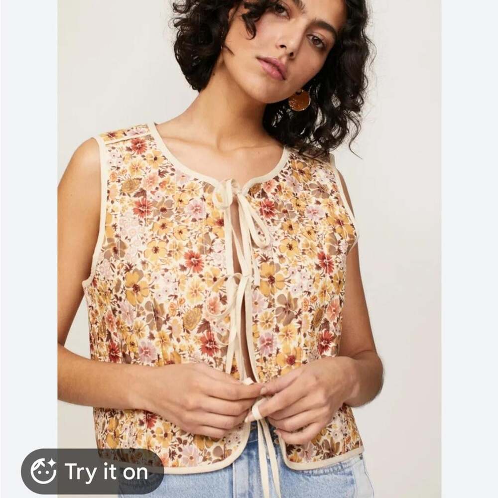 EUC Madewell Women's Tie Front Reversible Vest Top in Flora Field. Size 8